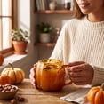 thumbnail image 7 of Pumpkin Mug, 18.6oz/550ml Translucent Hand Blown Glass Pumpkin Mug with Handle, Maple Leaf Decorative, for Coffee Tea Cocktails, Fall Halloween Decor and Gifts, 7 of 7