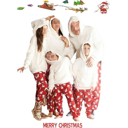 

Jamlynbo Matching Family Christmas Hoodie Pajamas Set Boys Girls Red Christmas Tree for Baby Kids Teens Adults Homewear