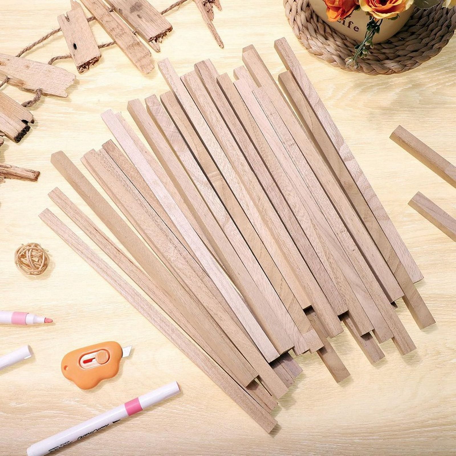 70Pcs 1/2 Inch X 12 Inch Balsa Wood Sticks, Square Wood Dowel Rods Unfinished Balsa Wood Strips Wood Sticks for Crafts