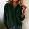 thumbnail image 2 of longantii Corduroy Shirt for Women Collared Button Down Vintage Corduroy Shirt Long Sleeve Chest Pocket Relaxed Fit Casual Fall Winter Daily Wear Tops, 2 of 6