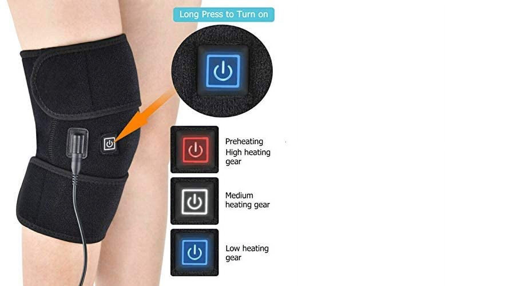 Knee Brace Heating Belt For  Relief Cordless USB, Portable Heated Knee Brace Wrap, 3 Adjustable Heat Knee Massager Massaging Knee  with AC Adapter