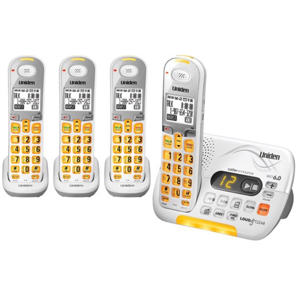 Uniden D3097 4 Amplified Phone Withlarge Lcd Display 3 Additional Handsets Walmart Com Walmart Com