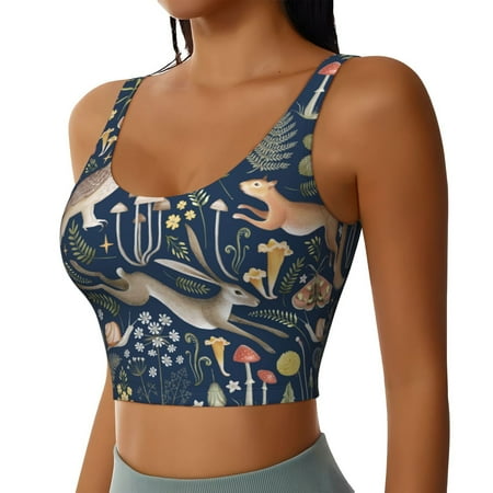Picia Retro Forest Animals Sports Bra for Women Padded Strappy Sports Bras Medium Support Yoga Bra with Removable Cups Running Yoga Bra-X-Large