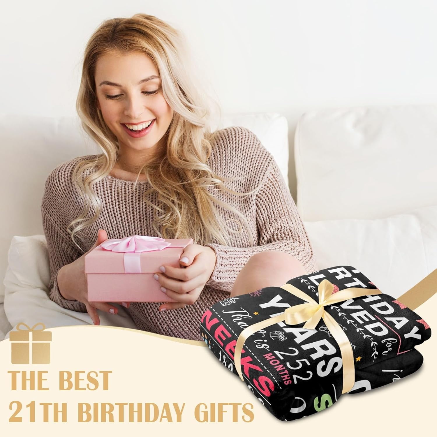 21st Birthday Gifts for Her, Cool 21st Birthday Gifts, 21st Birthday Decorations for Her, Birthday Gifts for Women, Gifts for 21st Birthday Female Women, Birthday Gifts for Women Blanket 50x60
