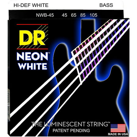 DR Strings Hi-Def NEON White Coated Medium 4-String Bass (Best Coated Bass Strings)