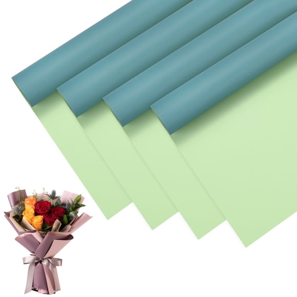20pcs Papel de Regalo para Ramo de Flores 23 Pulgadas, Verde Claro y Verde Azulado