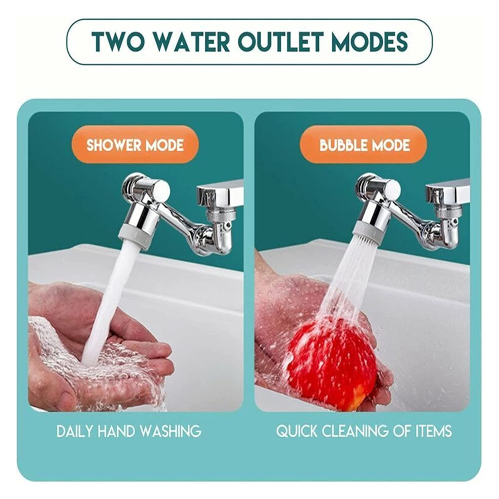 Universal 1080° Swivel Extender Faucet Aerator Splash Resistant Filter Kitchen Washbasin Faucet Aerator Nozzle Faucet Robot Arm ,Easy to Operate