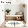 thumbnail image 3 of ODIKA 6'x9' Machine Washable Non-Slip Area Rug, Minimalist Medallion Scrollwork with Ornate Filigree Accents High Traffic Rug, Ivory, 661303, 3 of 7
