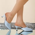 thumbnail image 4 of Women's Kitten Heeled Mules Pointed Toe Wedding Slip on Shoes Bride Stilettos Pumps Heeled Dressy Sexy Fashion Pumps Blue Size 7.5, 4 of 7