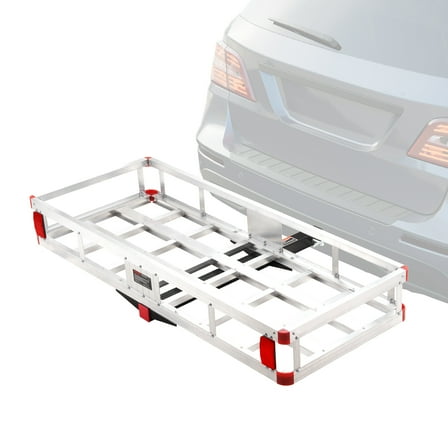 VEVOR 49.4 x 22.4 x 7.1 in Hitch Cargo Carrier, 500lbs Loading Capacity Trailer Hitch Mounted Cargo Basket,Rust-proof Aluminum Luggage Carrier Rack Fits 2" Hitch Receiver for SUV Truck Pickup Camping