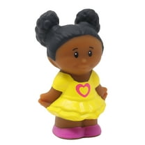 Replacement Part for Collectible Fisher-Price Little People Dollhouse Playset Y8206 - Replacement African-American Girl Tessa Figure Wearing Yellow Dress with Heart