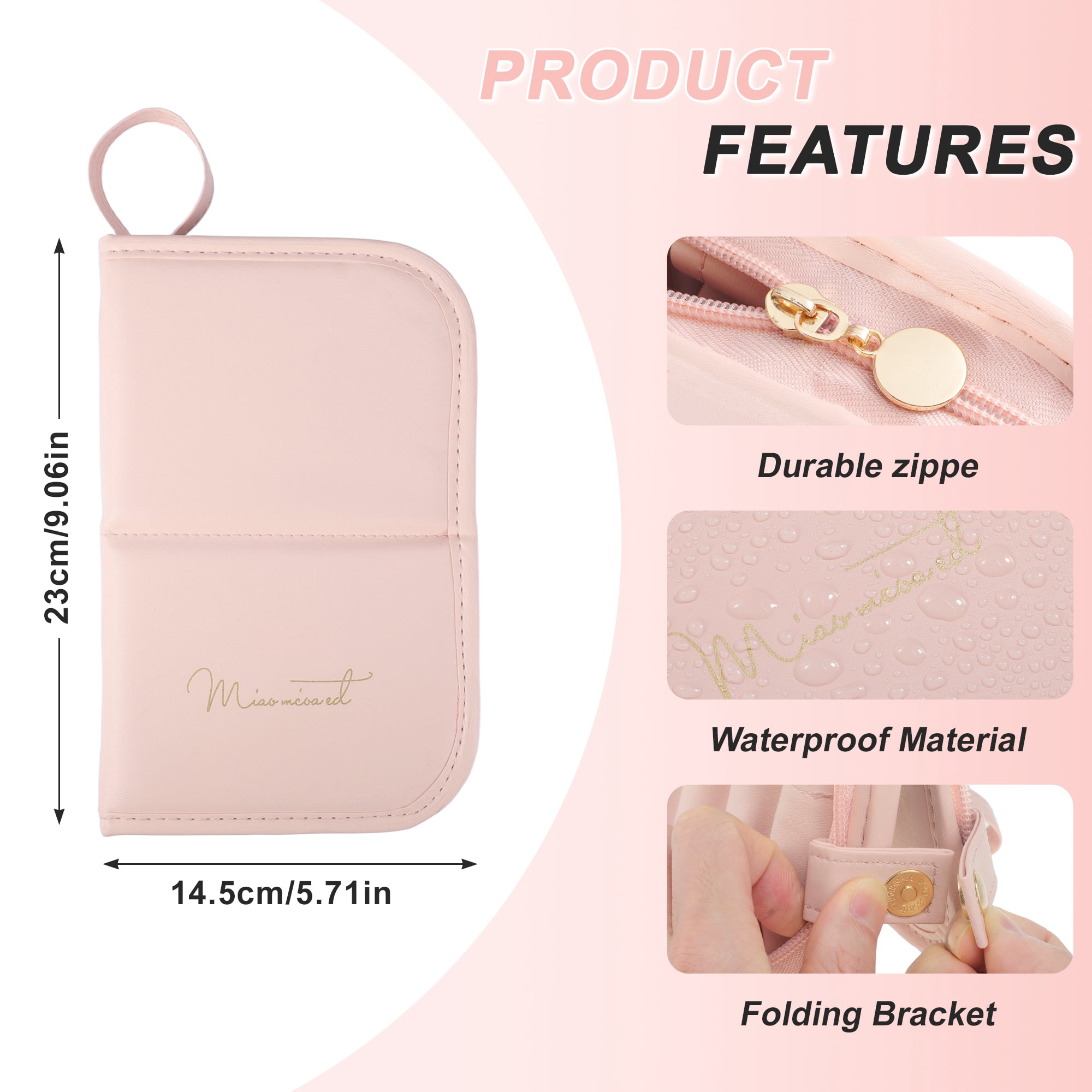 Unique Bargains Waterproof Stand-Up Makeup Brush Organizer Pink