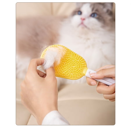 Pet Cat Brush for Shedding, Soft Silicone Massage Grooming Comb with Gentle Bristles, for Long/Short Haired Cats, Pet Grooming Supplies - Yellow