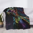 thumbnail image 3 of Zufioo Dragon with Colorful Tail Print Horizontal Flannel Blanket, Anti-wrinkle, Anti-shrinkage, Anti-allergic Plush Blanket, Household Items Suitable for Bedroom-80"x60", 3 of 6