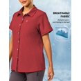 thumbnail image 4 of Little Donkey Andy Women's UV Breathable Striped Shirt, Short Sleeve Button Down for Shirt Travel Camping(Red XS), 4 of 7