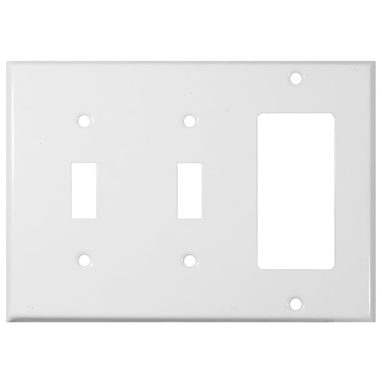 Painted Steel Wall Plates 3 Gang 2 Toggle 1 GFCI White