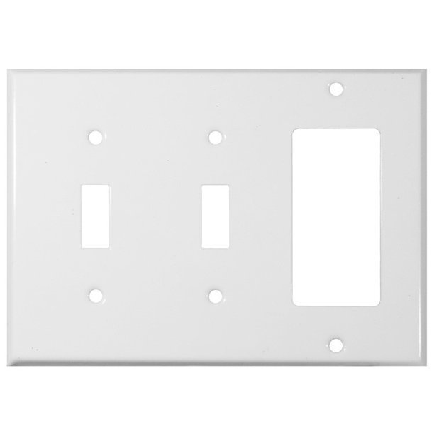 Painted Steel Wall Plates 3 Gang 2 Toggle 1 GFCI White