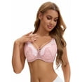 thumbnail image 4 of Unique Bargains Women's Lace Mesh Full Coverage Underwire Bras Pink 44 E, 4 of 6