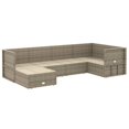 thumbnail image 2 of vidaXL 6 Piece Garden Lounge Set with Cushions Grey Poly Rattan, 2 of 5