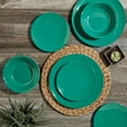 thumbnail image 3 of Tabletops Gallery 12 Piece Dark Green Melamine Dinnerware Set Plates Bowls for Indoor/Outdoor Use, Service for 4, Emerald, 3 of 6
