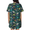 thumbnail image 6 of Fuzoiu Christmas Dinosaur colorful Print Women's Short-Sleeved Pajama Set,Lounge Sleepwear Set,Womens Pajama Sets 2 Piece,Button-Up Top and Shorts with Pockets-Large, 6 of 7