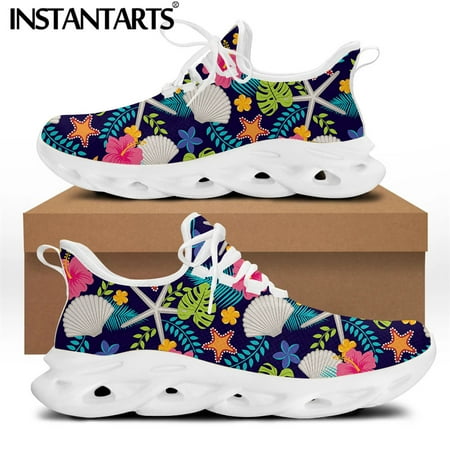 

Tropical Hibiscus Flower Design Casual Women Wear-resistant Sneakers Female Lace-up Footwear Zapatos De Mujer Hombre