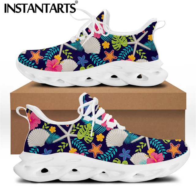 Chaussures à Lacets pour Femmes Design Fleur d'Hibiscus Tropical Décontracté Résistant à l'Usure