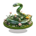 thumbnail image 2 of Xecvkr Glass Snake Acrylic Stand Floral Accent Serpentine Tabletop Figurine Nature Inspired Decor Home Office Desk Ornament Garden Enthusiast Gift, 2 of 6