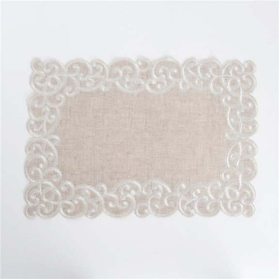 Saro Lifestyle Embroidered Design Linen Blend Placemat (Set of 4)