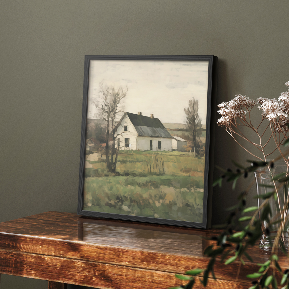 Vintage Landscape XI - 14in. x 11in. Vintage Framed Print in Black Wood Frame