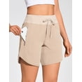 thumbnail image 5 of 7" High Waisted Athletic Shorts for Women Quick Drying Running Gym Workout Shorts with 3 Secure Zip Pockets Dark Khaki XL, 5 of 7
