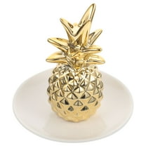 OUNONA Ceramic Jewelry Holder Ring Dish Trinket Tray Desktop Ceramic Pineapple Jewelry Tray