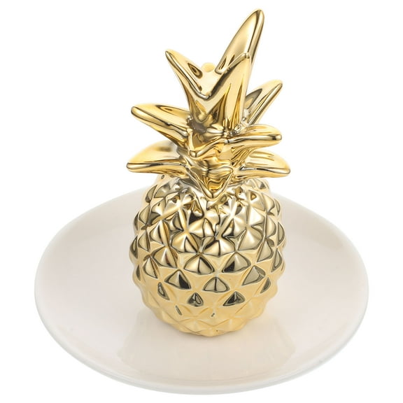 OUNONA Ceramic Jewelry Holder Ring Dish Trinket Tray Desktop Ceramic Pineapple Jewelry Tray