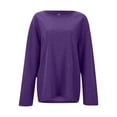 thumbnail image 6 of Fiaer,Oversized Loose Fitting Sweatshirts for Women Casual Cute Crew Neck No Hooded Hoodies Solid Fall Pullover Workout Plain Y2k Comfort Tops Dark Purple M, 6 of 8