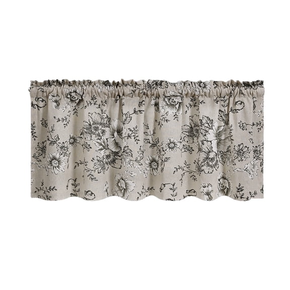 Leodye 1PCS Romantic Printed Curtain Valance Kitchen Curtain Valance Cute Spring Bright and Colorful Kitchen Decoration Short Translucent Retros Coffee Shop Curtain-55.12×18.11in