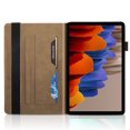 thumbnail image 2 of Dteck Samsung Galaxy Tab S8/S7 Case 11 Inch (SM-X700/X706/T870/T875/T878), PU Leather Folding Stand Cover with Built-in S Pen Holder, Multiple Angle Embossed Cover with Cards Pocket,Brown, 2 of 5