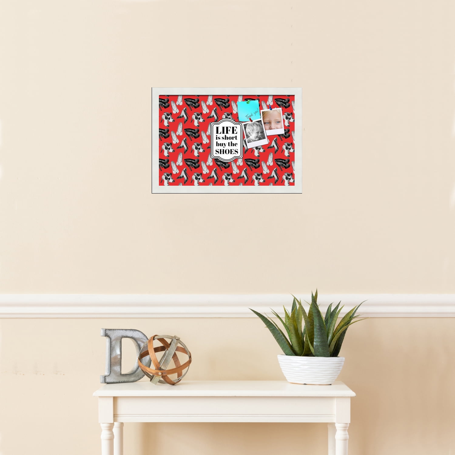 PinPix 18x12 Custom Cork Bulletin Board Buy The Shoes Poster Board Has a Fabric Style Canvas Finish, Framed in Buy The Shoes, by ArtToFrames (PinPix-1492)
