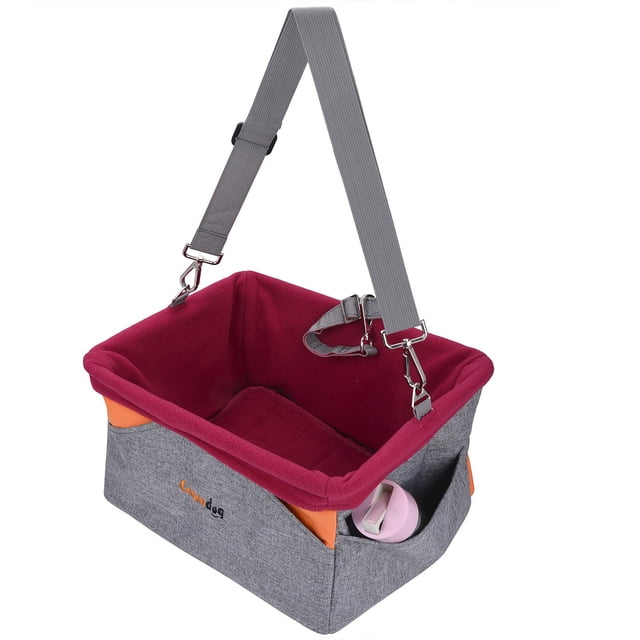 Portador de asiento de coche para mascotas de viaje para perros y gatos con cojín y correa ajustable