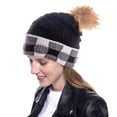 thumbnail image 2 of YWDJ Turbans for Women Fashion Womens Winter Knitted Beanie Hat Faux-Fur Pom Fleece Lined Warm Beanie Black, 2 of 2
