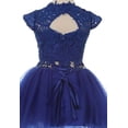 thumbnail image 4 of Big Girls 2 Pieces Set Lace Top Tulle Wired Skirt Rhinestone Waist Flowers Girls Dresses Aqua 8 (C50C23C), 4 of 4