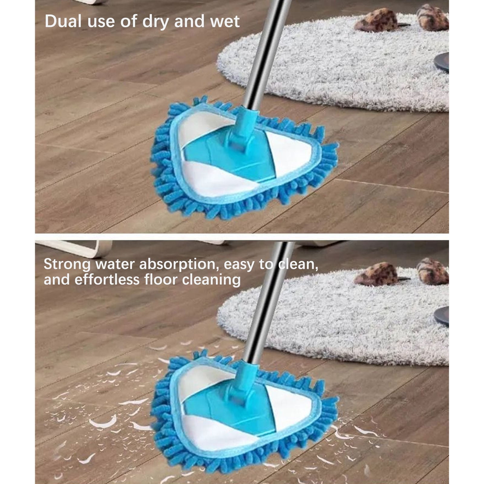 Wall Cleaner Mop with Long Handle 39 Inches, 3-in-1 Ceiling Cleaning Tool Duster with Replacement Microfiber Chenille Pads for Painted Walls, Baseboard, Window, Floor