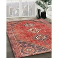 thumbnail image 3 of Ahgly Tapis Rond Traditionnel Orange Saumon Rose Lavable en Machine, 3 Pieds Rond, 3 of 7