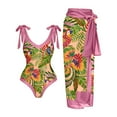 thumbnail image 2 of ZQGJB Sexy One Piece Tankini Swimsuit with Chiffon Wrap Around Long Skirt for Women Vintage Summer Floral Printed Tummy Control Bathing Suit 2 Piece Set Z06-Pink L, 2 of 6