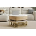 thumbnail image 6 of Modern Round Lift-Top Coffee Table with Storage & 3 Ottomans|White & Natural, 6 of 10