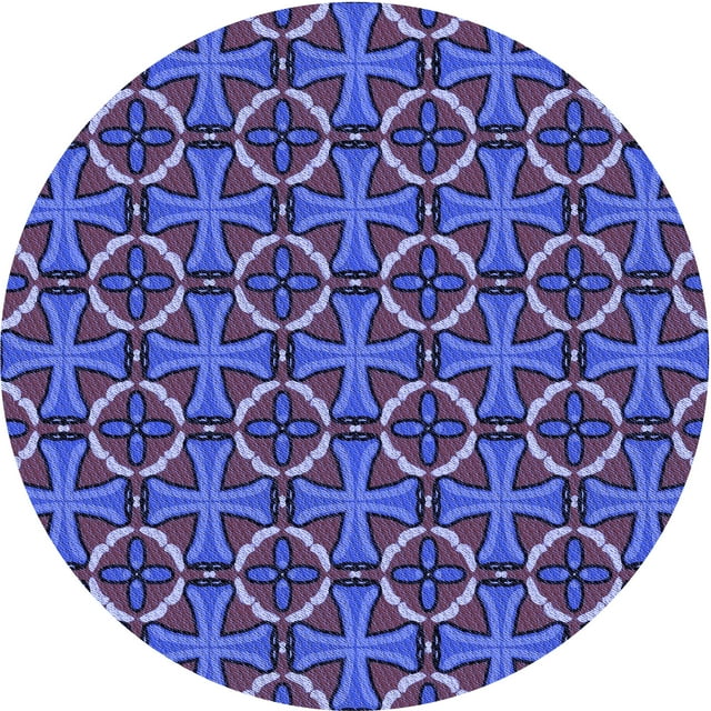 Ahgly Company Tapis Rond Lavable en Machine Intérieur Transitionnel Bleu Ardoise Clair, 8 Pieds Rond