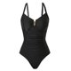 thumbnail image 3 of Traje de Baño de una Pieza para Mujer, con Control de Abdomen, Fruncido, con Recortes y Aros en U Negro S, 3 of 7