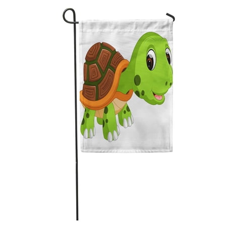 SIDONKU Green Cute Turtle Cartoon Character Cheerful Comic Creature Environment Garden Flag Decorative Flag House Banner 12x18 inch