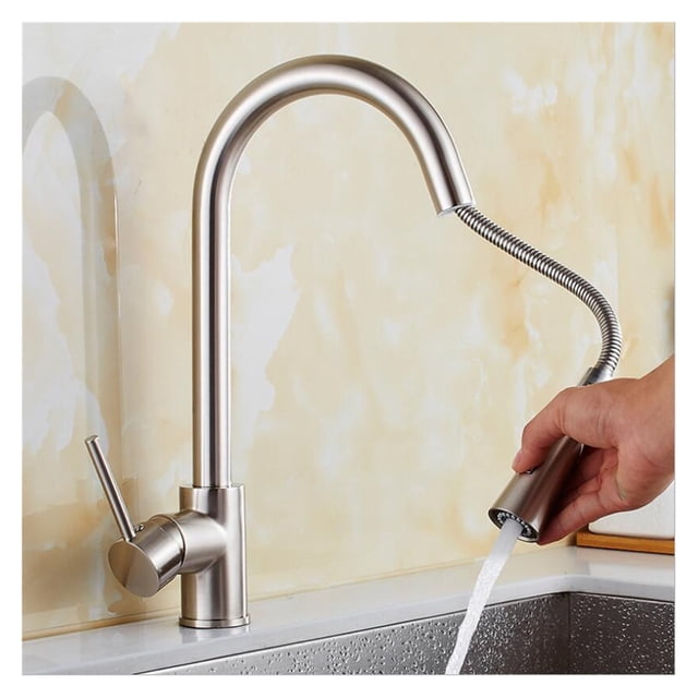 Pull Out Kitchen Faucets Silver Single Handl Gold Kitchen Faucet Sink Tap Single Hole Rotating Water Mixer Tap Mixer Tap ,Easy to Install
