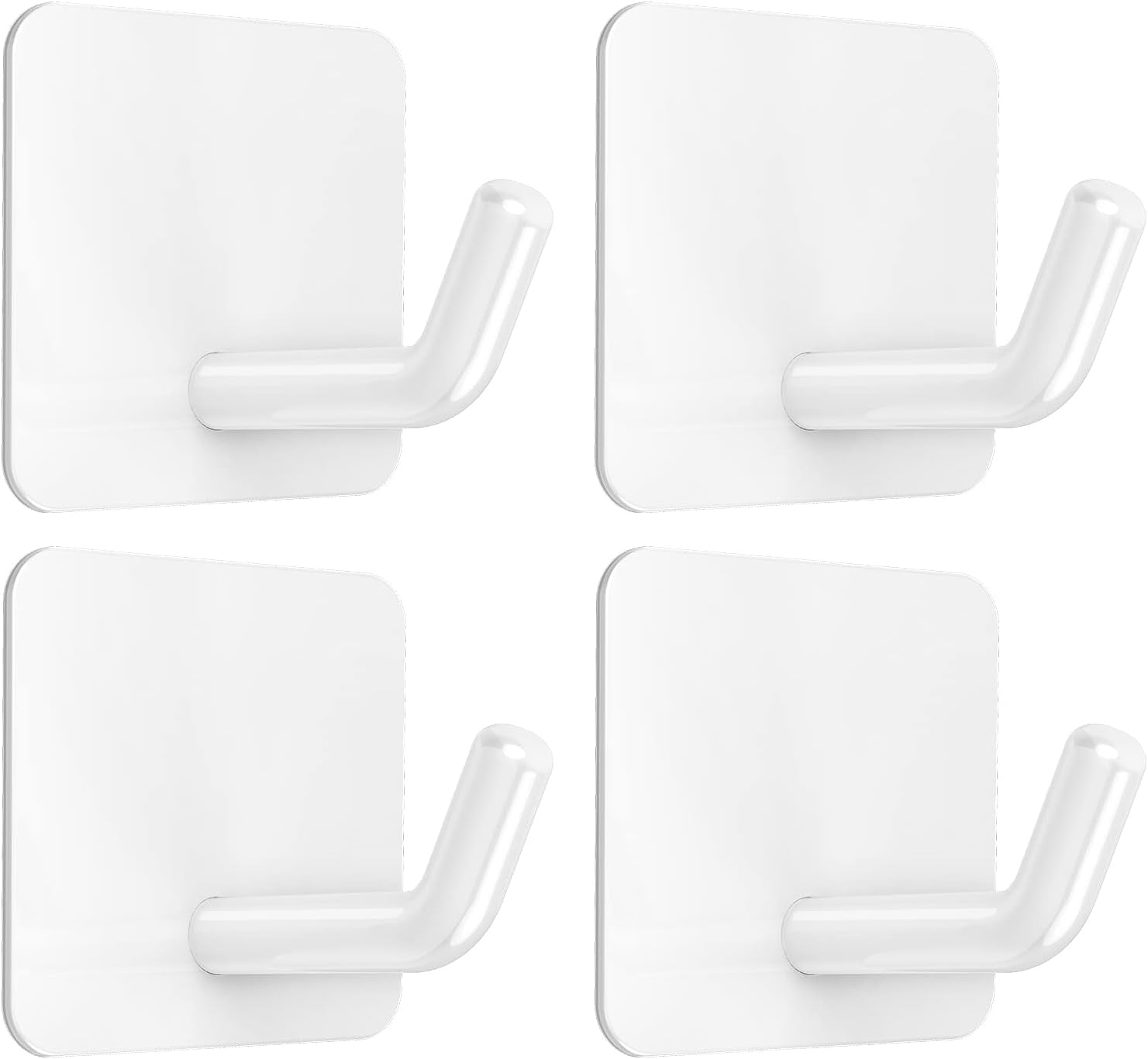 VIS'V 4-Pack Stainless Steel Adhesive Hooks – Black Matte, 16 Lbs Capacity, Waterproof, Drill-Free For Bathroom, Kitchen, RV
