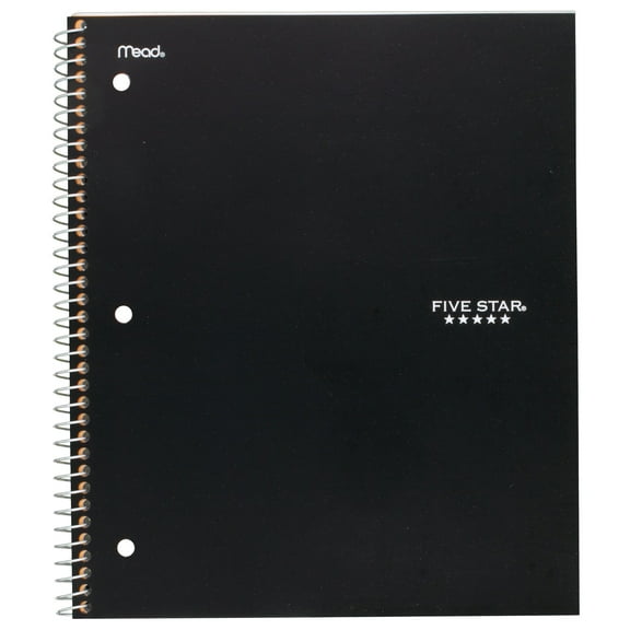 Five Star Spiral Notebook Plus Study App 1 Subject College Ruled 8 12 x 11 Black